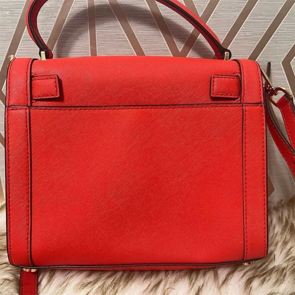 Michael Kors Dillon Red Leather Crossbody Messenger Bag Studded Medium W… - Picture 3 of 6